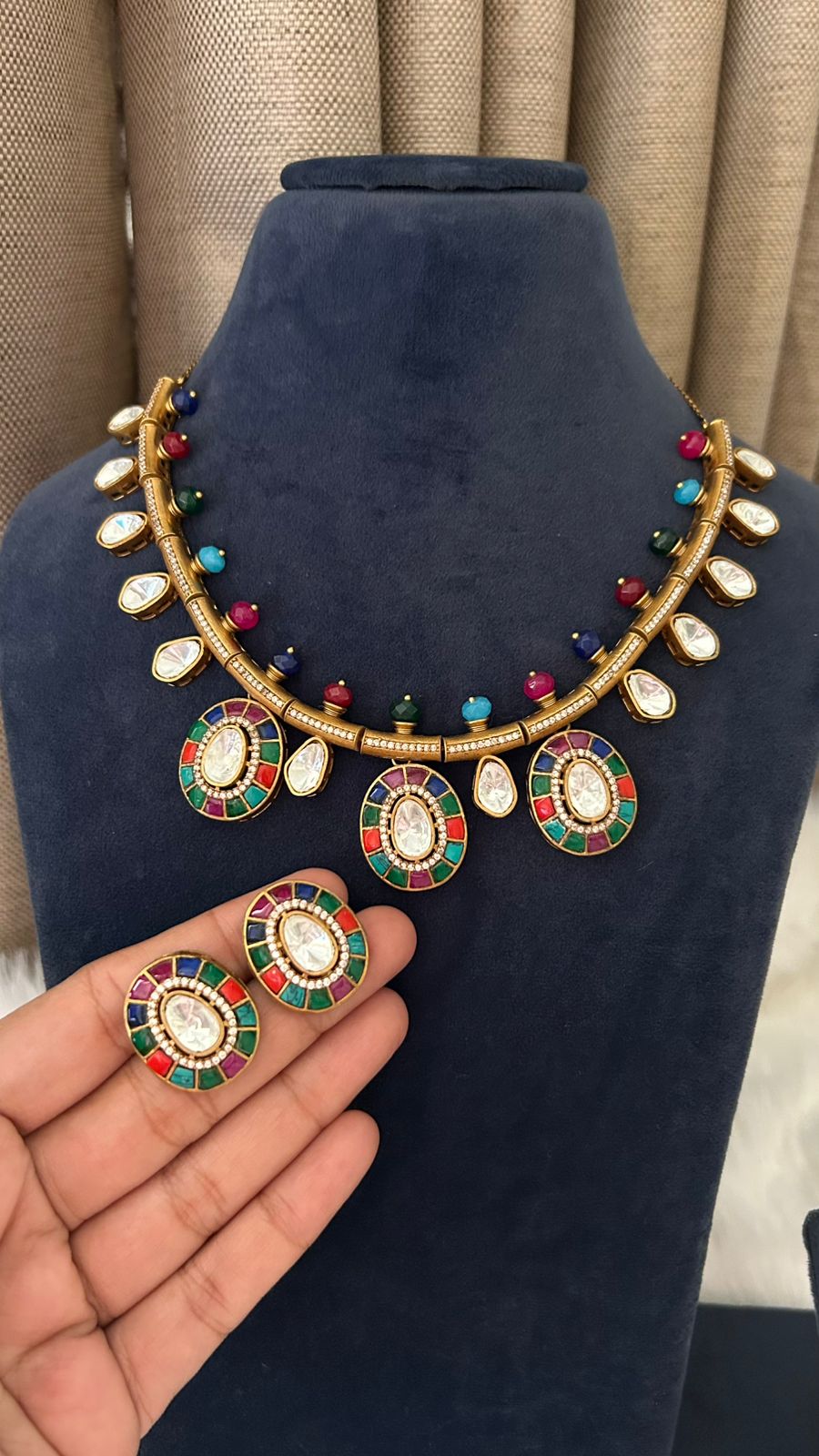 Moissanite Kundan Set